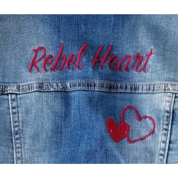 GIRL'S HUDSON 2-PIECE "BESTFRIEND BIG REBEL HEART" STRETCH JEANS + JACKET Sz 10 - Picture 9 of 12